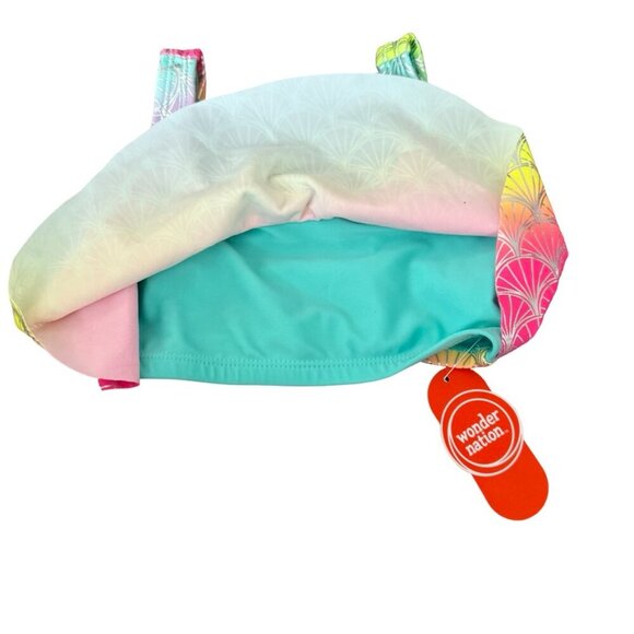 Wonder Nation Girls Flounce Shimmer Ombre Mermaid Scale Swim Top – Size XS (4-5) - Picture 2 of 3